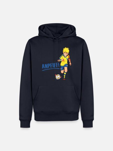 Teufelskicker Anpfiff Schriftzug Und Moritz - Männer Premium Bio Hoodie - Navy
