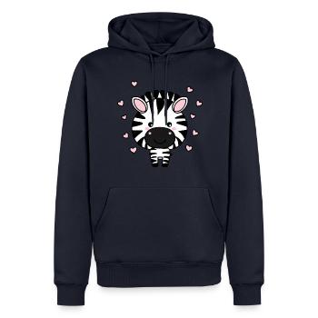 Süßes Zebra mit Herzchen - Männer Premium Bio Hoodie - Navy - Vorne - Nico (187cm)