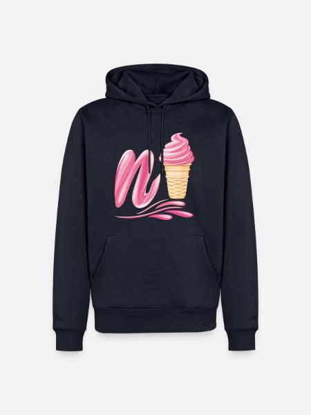 N'ice Erdbeer-Softeis-Emoji mit Buchstaben N - Männer Premium Bio Hoodie - Navy