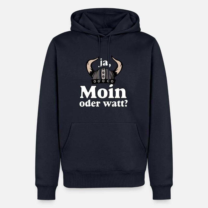 moin oder watt wikinger (25) - Männer Premium Bio Hoodie - Navy