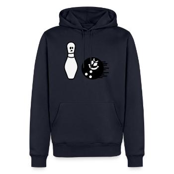 Pin und Bowlingkugel Bowling - Männer Premium Bio Hoodie - Navy - Vorne - Nico (187cm)