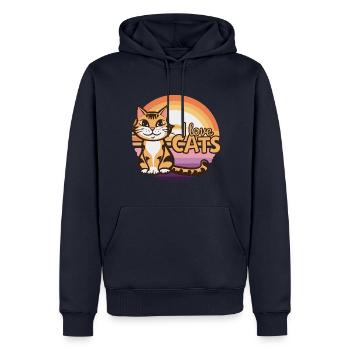 I love cats - Men’s Premium Organic Hoodie - navy - Front - Nico (187cm)