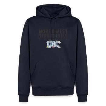 Territoires du Nord-Ouest avec plaque d’immatriculation d’ours polaire - Sweat à capuche Premium bio Homme - bleu marine - Devant - Nico (187cm)