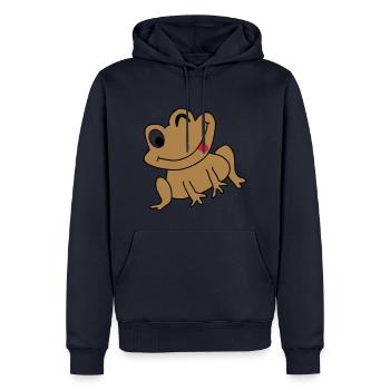 Grenouille idée Heureux dessins animés enfants cadeau - Sweat à capuche Premium bio Homme - bleu marine - Devant - Nico (187cm)