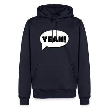 Yeah - Männer Premium Bio Hoodie - Navy - Vorne - Nico (187cm)