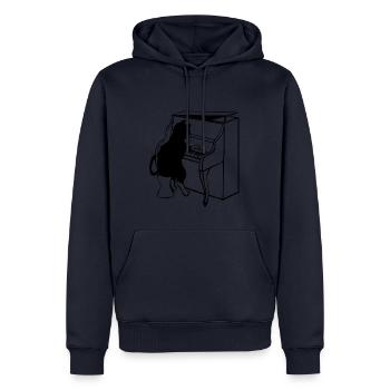 Katze Klavier Musik - Männer Premium Bio Hoodie - Navy - Vorne - Nico (187cm)