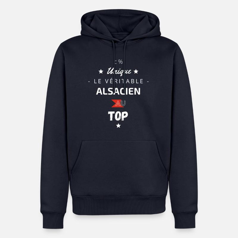 le véritable Alsacien au top - Sweat à capuche Premium bio Homme - bleu marine