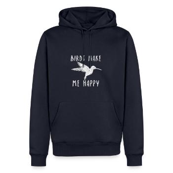 Birds make me happy bird love gift idea - Men’s Premium Organic Hoodie - navy - Front - Nico (187cm)