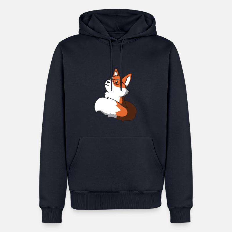 Schlauer Fuchs mit Brille Geschenk idee nerd idee - Männer Premium Bio Hoodie - Navy