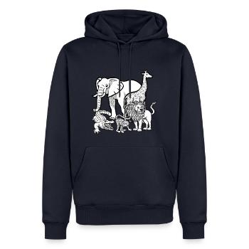 zoo - Männer Premium Bio Hoodie - Navy - Vorne - Nico (187cm)