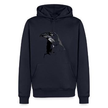 Rabe - Männer Premium Bio Hoodie - Navy - Vorne - Nico (187cm)