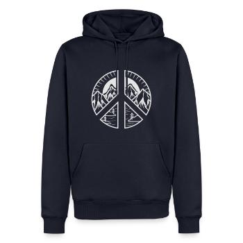 Peace Mountain - Männer Premium Bio Hoodie - Navy - Vorne - Nico (187cm)