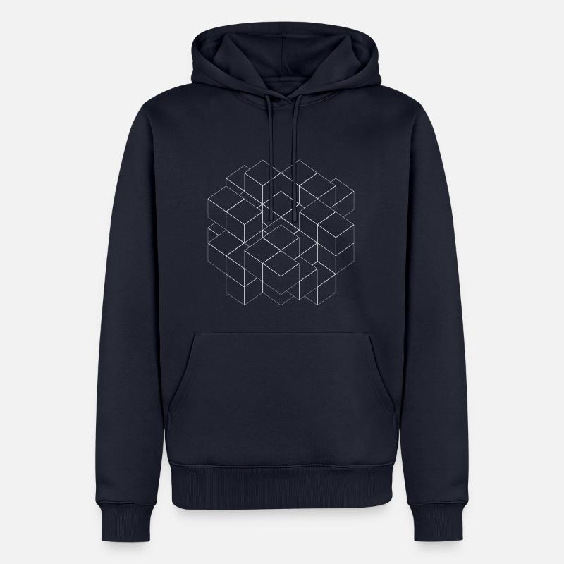 Cube blanc transparent - Sweat à capuche Premium bio Homme - bleu marine