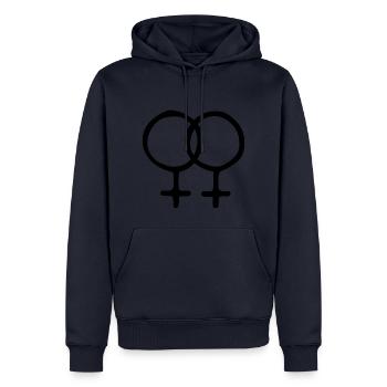 Lesbisches Design - Männer Premium Bio Hoodie - Navy - Vorne - Nico (187cm)