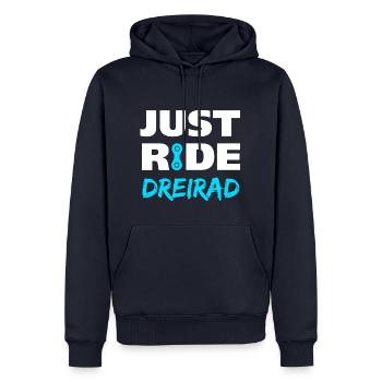 Just ride Dreirad Geschenk - Männer Premium Bio Hoodie - Navy - Vorne - Nico (187cm)
