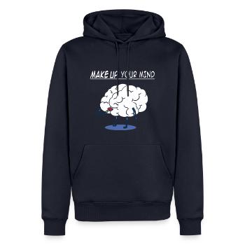 Lustig witzig Maek up Mind Geschenk Weihnachten - Männer Premium Bio Hoodie - Navy - Vorne - Nico (187cm)