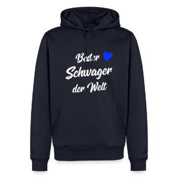 Schwager Geschenk | Bester Schwager der Welt - Männer Premium Bio Hoodie - Navy - Vorne - Nico (187cm)