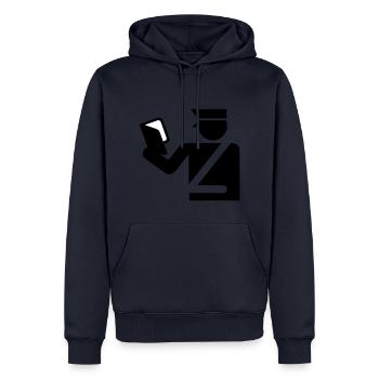 chapeau idée cadeau Policeman billet excès de vitesse - Sweat à capuche Premium bio Homme - bleu marine - Devant - Nico (187cm)