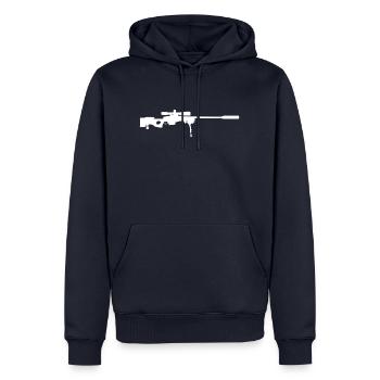 Fusil Sniper - Militaire - Armes - Sweat à capuche Premium bio Homme - bleu marine - Devant - Nico (187cm)