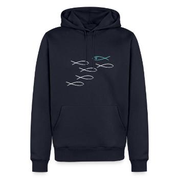 Christ Fisch - Männer Premium Bio Hoodie - Navy - Vorne - Nico (187cm)