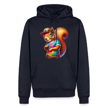 Farbenfrohes Cooles Sport Eichhörnchen Design - Männer Premium Bio Hoodie - Navy - Vorne - Nico (187cm)