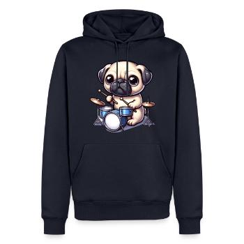 Conception mignonne de batteur carlin - Sweat à capuche Premium bio Homme - bleu marine - Devant - Nico (187cm)