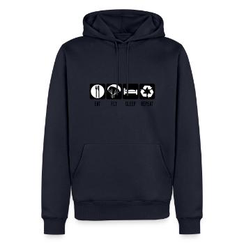 Paramoteur Eat Fly Sleep Repeat - Paramoteur Blanc - Sweat à capuche Premium bio Homme - bleu marine - Devant - Nico (187cm)
