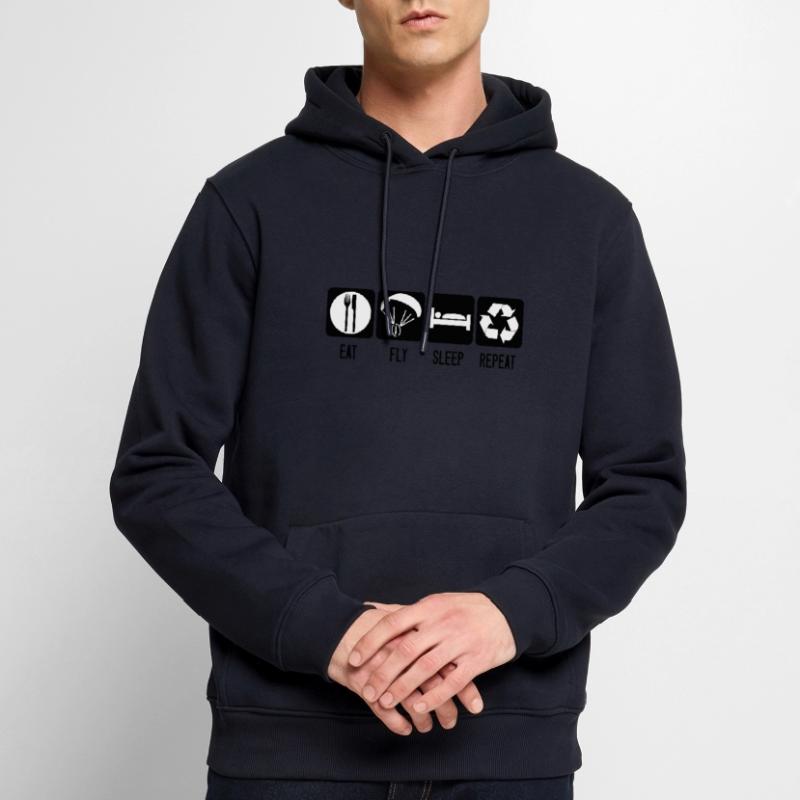 Paramoteur Eat Fly Sleep Repeat - Paramoteur Blanc Sweat à capuche Premium bio Homme