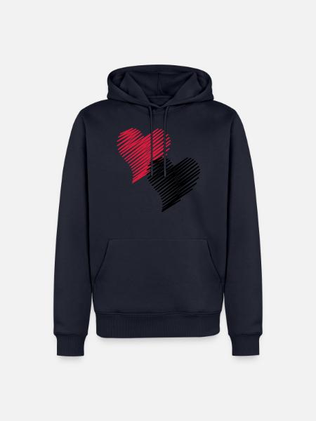 2 Herzen - Männer Premium Bio Hoodie - Navy