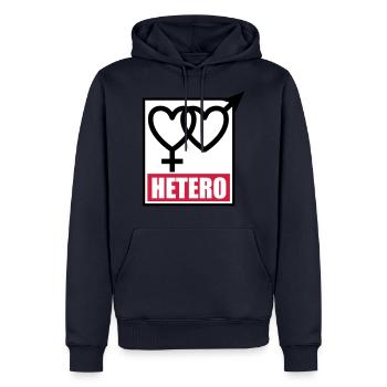 04 HETERO Herzen Liebe Love Heterosexuell - Männer Premium Bio Hoodie - Navy - Vorne - Nico (187cm)