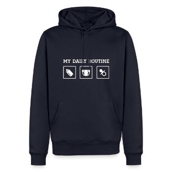 Eltern werden Schwangerschaft verkünden Nachwuchs - Männer Premium Bio Hoodie - Navy - Vorne - Nico (187cm)