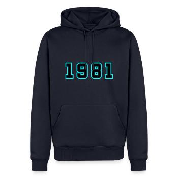 1981 Jahr Geburtstag - Männer Premium Bio Hoodie - Navy - Vorne - Nico (187cm)