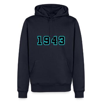 1943 Jahr Geburtstag - Männer Premium Bio Hoodie - Navy - Vorne - Nico (187cm)