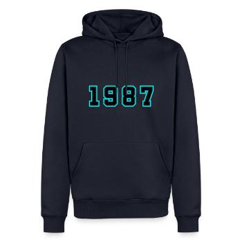1987 Jahr Geburtstag - Männer Premium Bio Hoodie - Navy - Vorne - Nico (187cm)