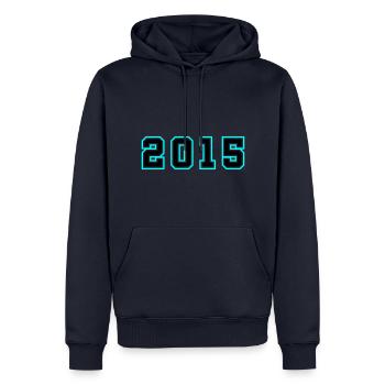2015 Année Anniversaire - Sweat à capuche Premium bio Homme - bleu marine - Devant - Nico (187cm)