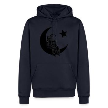 Homme de la Lune - Design d’astronaute turc - Sweat à capuche Premium bio Homme - bleu marine - Devant - Nico (187cm)