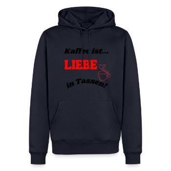 Coffee is love in cups... - Men’s Premium Organic Hoodie - navy - Front - Nico (187cm)