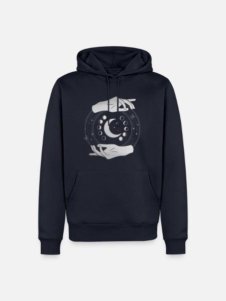 Mondphasen mit silbernen Händen, spirituelle Magie - Männer Premium Bio Hoodie - Navy