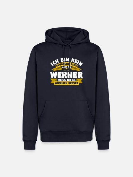 Klugscheisser Werner weiß es besser - Männer Premium Bio Hoodie - Navy