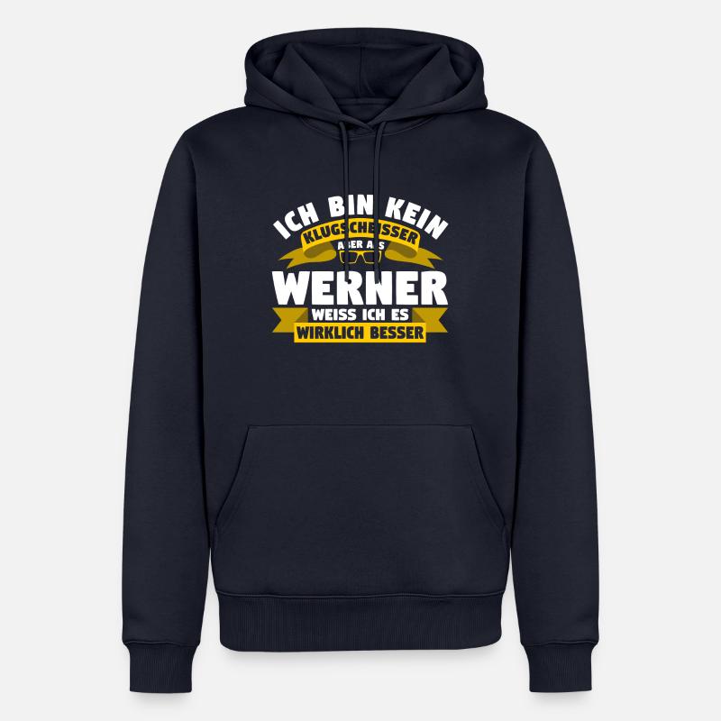 Klugscheisser Werner weiß es besser - Männer Premium Bio Hoodie - Navy