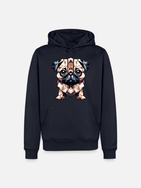 Mops in Polygon-Kunst Geometrisches Design - Männer Premium Bio Hoodie - Navy