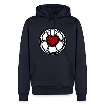Fussball Herz Symbol - Männer Premium Bio Hoodie - Navy - Vorne - Nico (187cm)