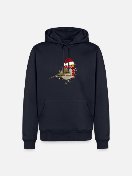 Rotkehlchen Lichterkette Weihnachten Vogel Mütze - Männer Premium Bio Hoodie - Navy