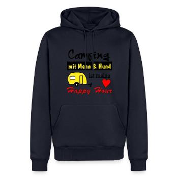 happy hour camping mit mann und hund - Männer Premium Bio Hoodie - Navy - Vorne - Nico (187cm)