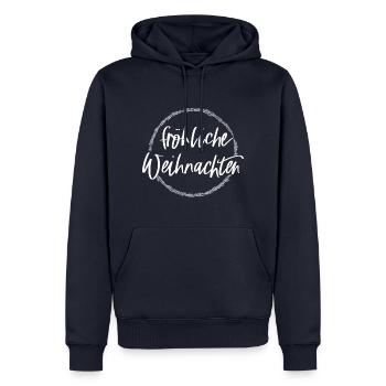 Fröhliche Weihnachten - Männer Premium Bio Hoodie - Navy - Vorne - Nico (187cm)