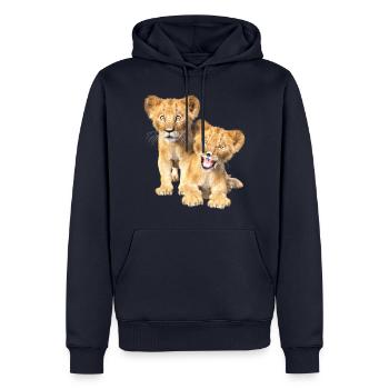 Lion - Sweat à capuche Premium bio Homme - bleu marine - Devant - Nico (187cm)