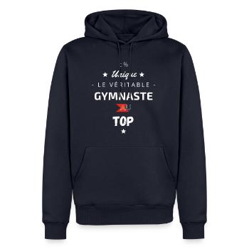 Le Véritable Gymnaste au top - Sweat à capuche Premium bio Homme - bleu marine - Devant - Nico (187cm)
