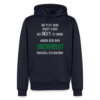 Osteopathie lustig - Männer Premium Bio Hoodie - Navy - Vorne - Nico (187cm)