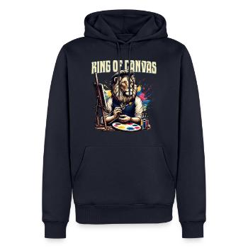 Art King : Le lion peint - Sweat à capuche Premium bio Homme - bleu marine - Devant - Nico (187cm)