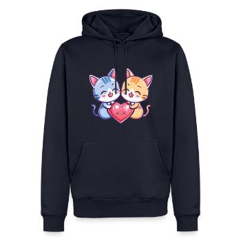Katze Paar Liebe Couple Verliebt - Männer Premium Bio Hoodie - Navy - Vorne - Nico (187cm)